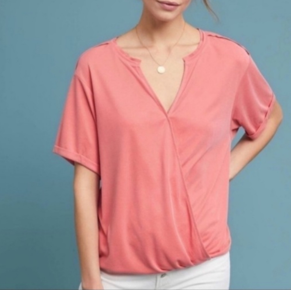 ANTHROPOLOGIE Saturday Sunday Ribbed Wrap Top Sz M - Picture 1 of 14